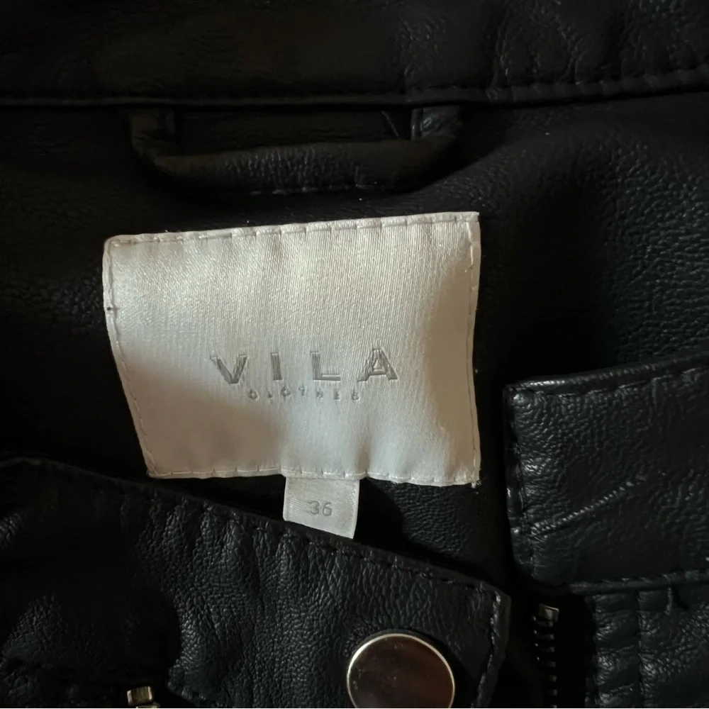 Vila Faux Leather Collarless Jacket - Picture 9 of 10